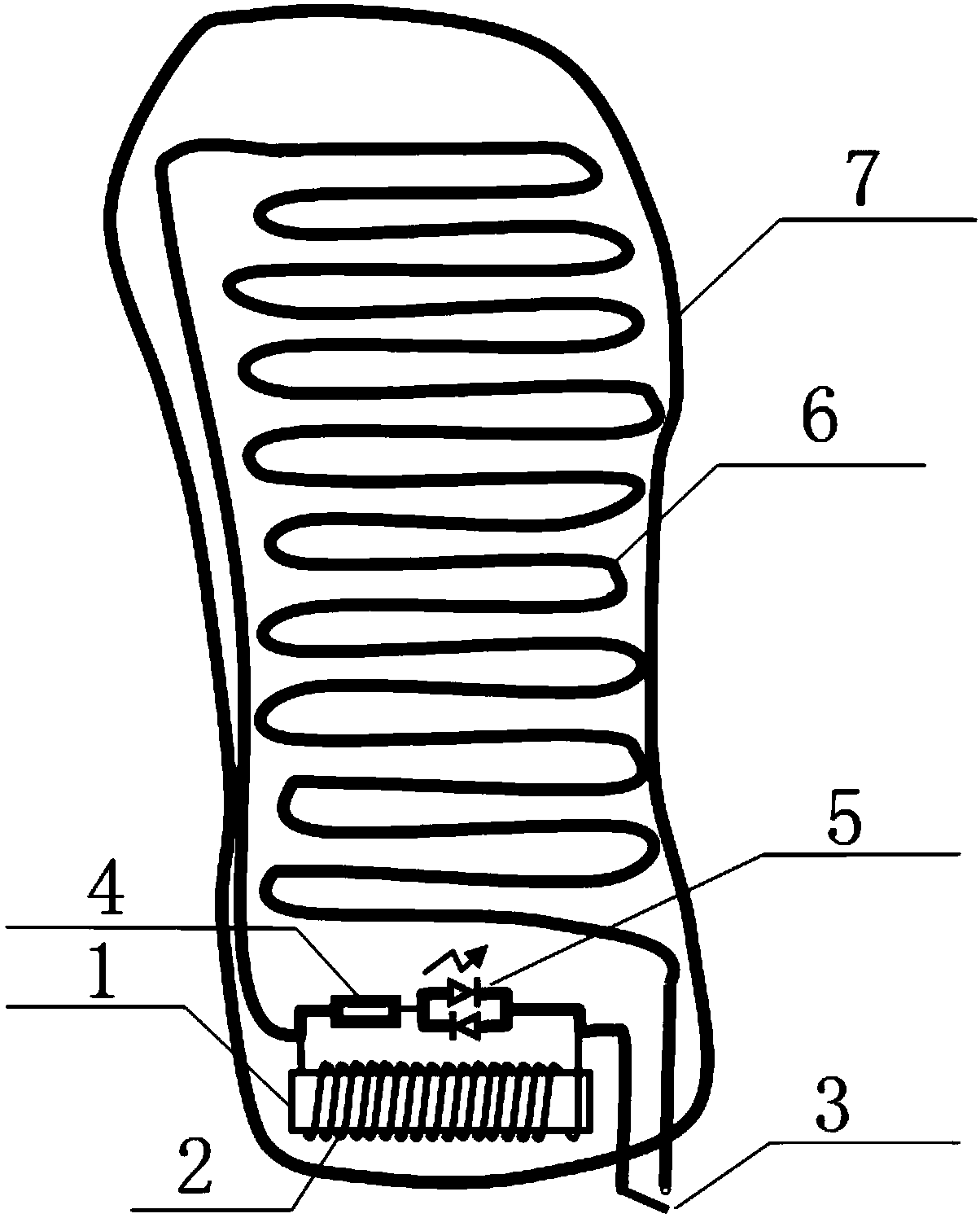 Heating circuits of automatic-heating health-care shoe pads and automatic-heating health-care shoe pads