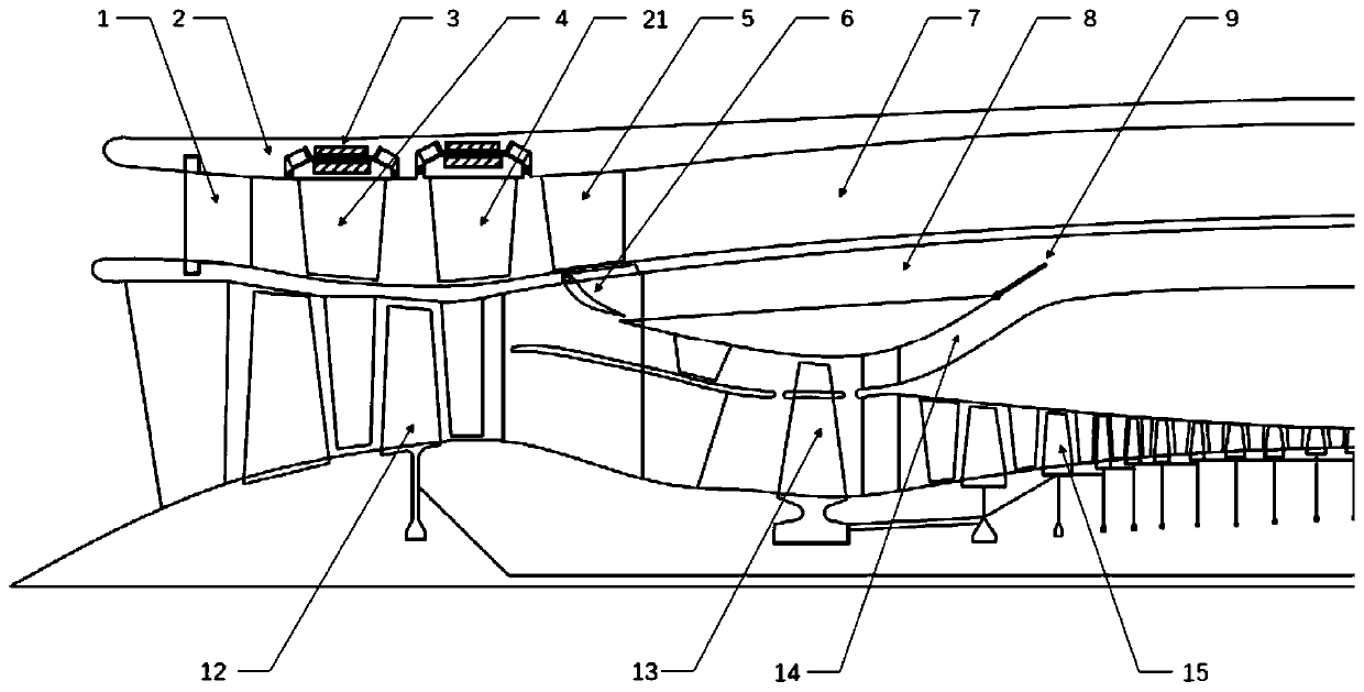 Self-driven outer duct contrarotating annular fan blade compressing device