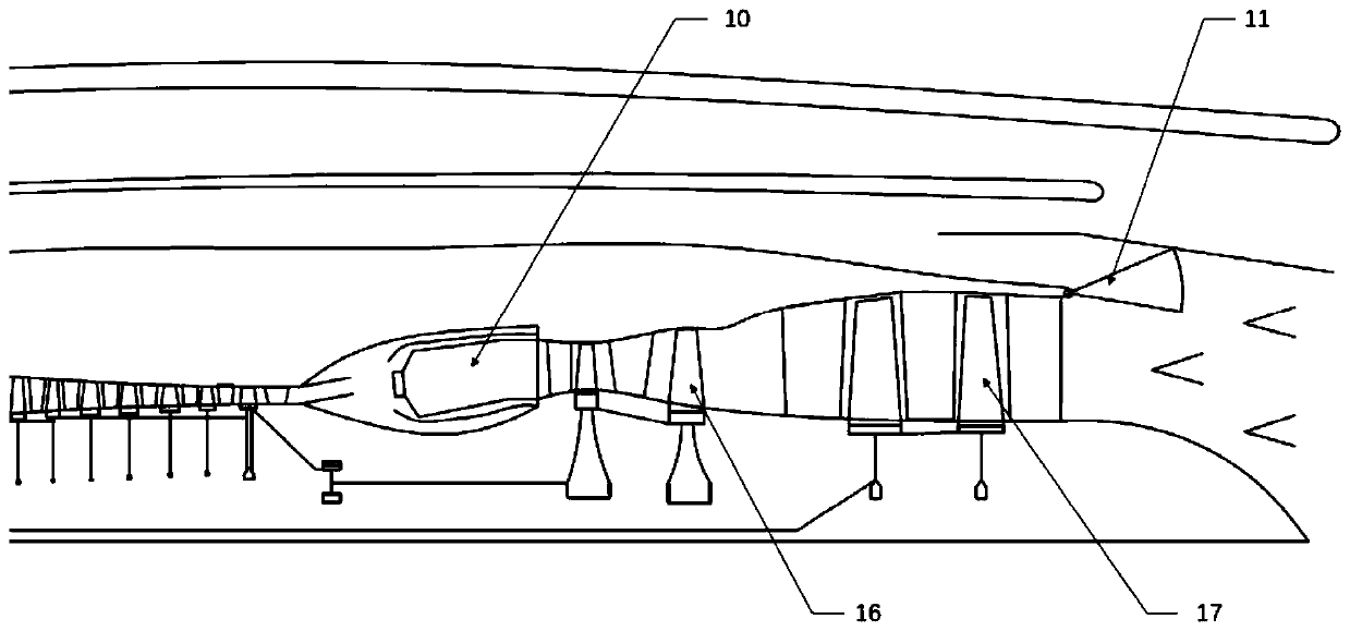 Self-driven outer duct contrarotating annular fan blade compressing device