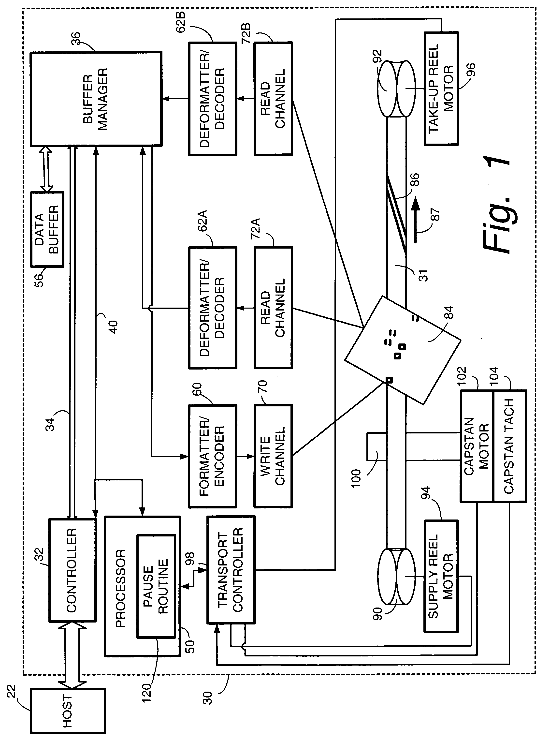 Pause strategy for magnetic tape recording