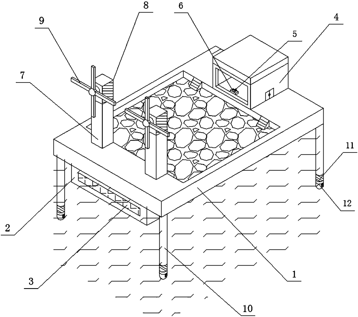 Fishery platform type ship having wind power generation and intelligent monitoring function