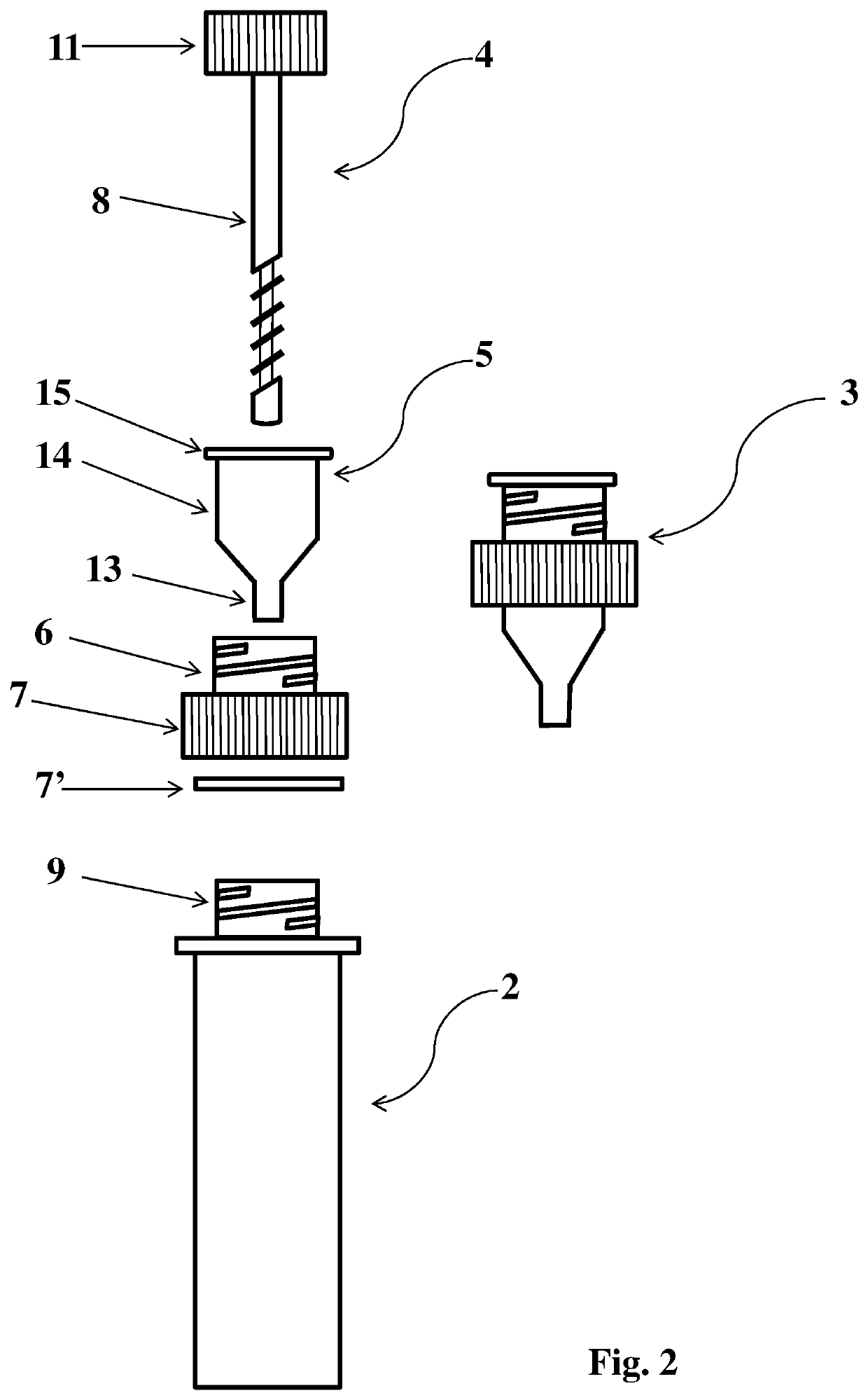 Device for fecal sample collection and extraction