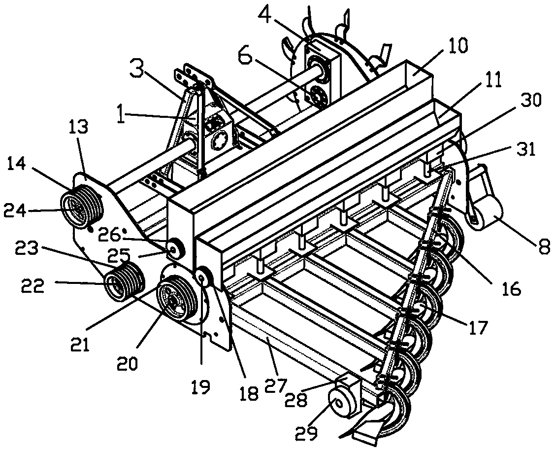 Method for deeply burying straw and ploughing by applying straw harvesting and crushing ditch collection deep bury ploughing device