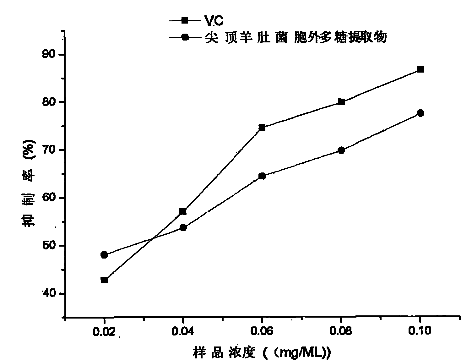 Morchellaconica extracellular polysaccharide extractive and preparation method and application thereof