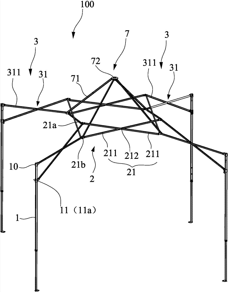 Tent hack lever structure