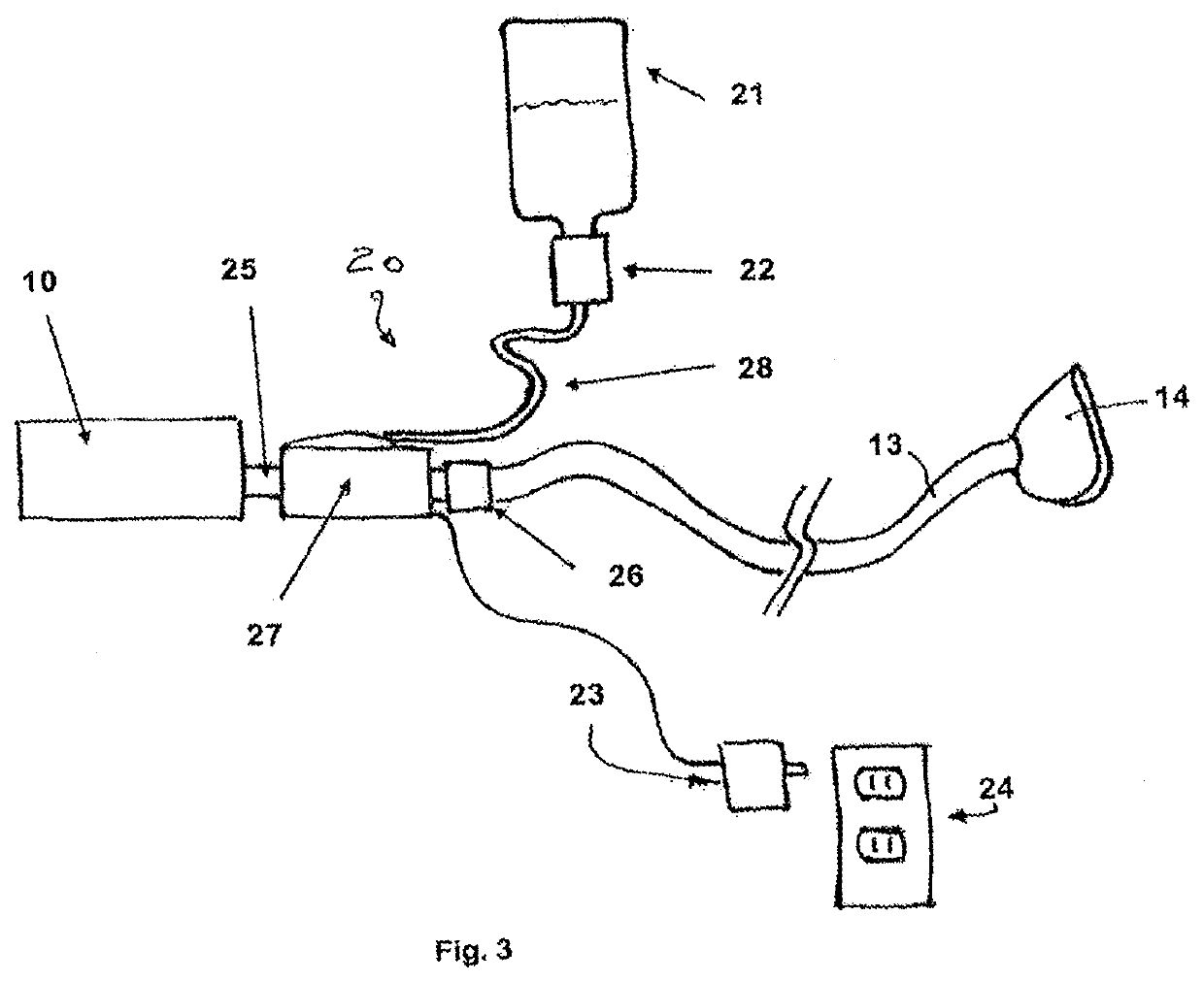 Portable pap device with humidification