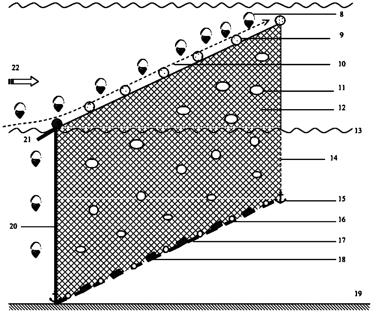 A movable marine floating object interception and dredging net and its application method