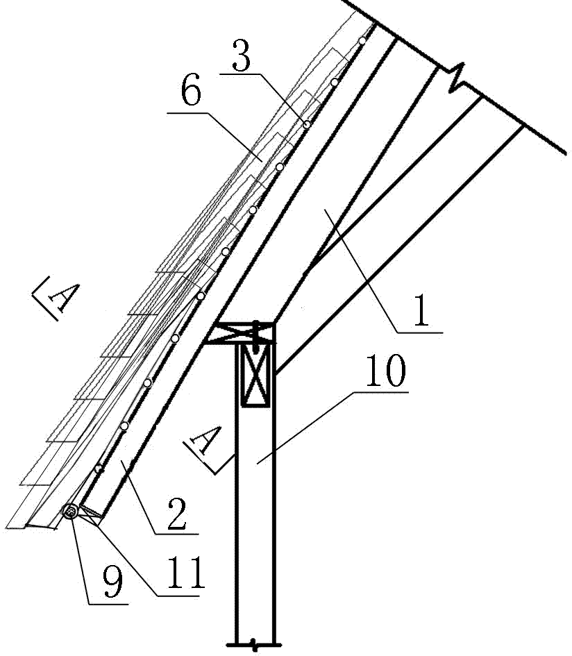 Hidden keel thatch roof structure and construction method