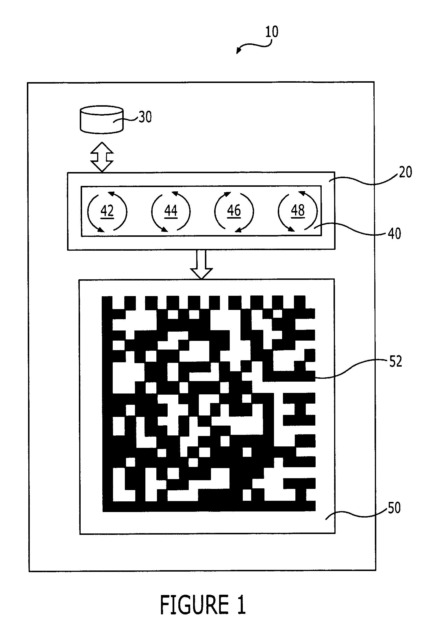 Methods, devices and computer program products for generating, displaying and capturing a series of images of visually encoded data