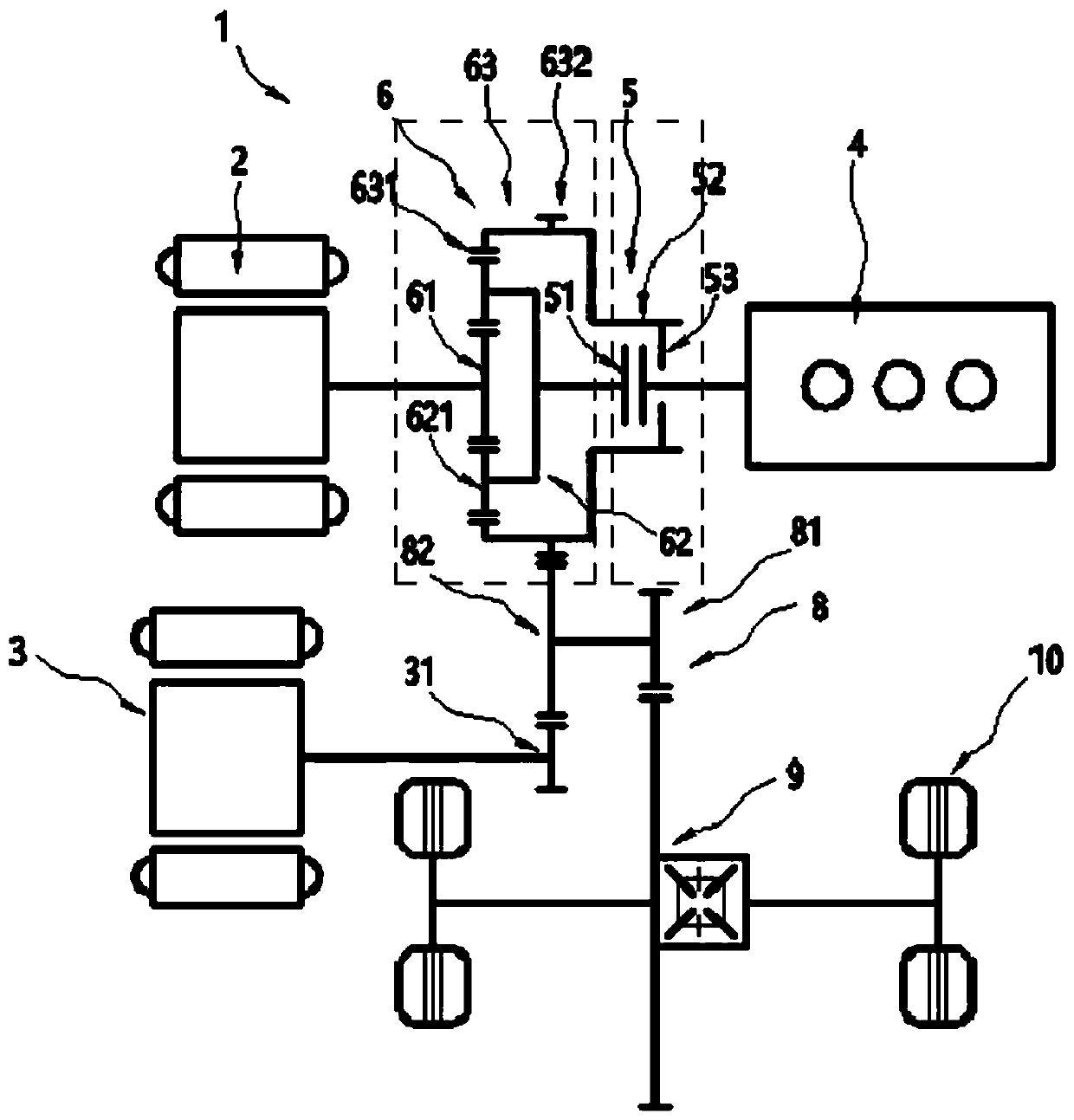 Switching-type driving device for hybrid vehicle