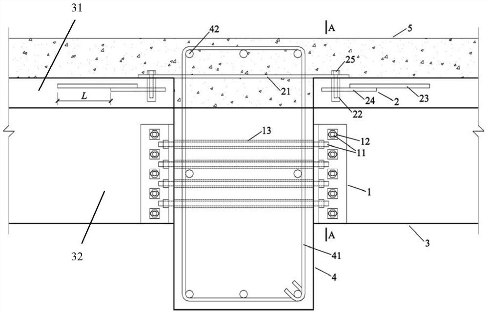 Prefabricated double-T plate end connecting structure and construction method thereof