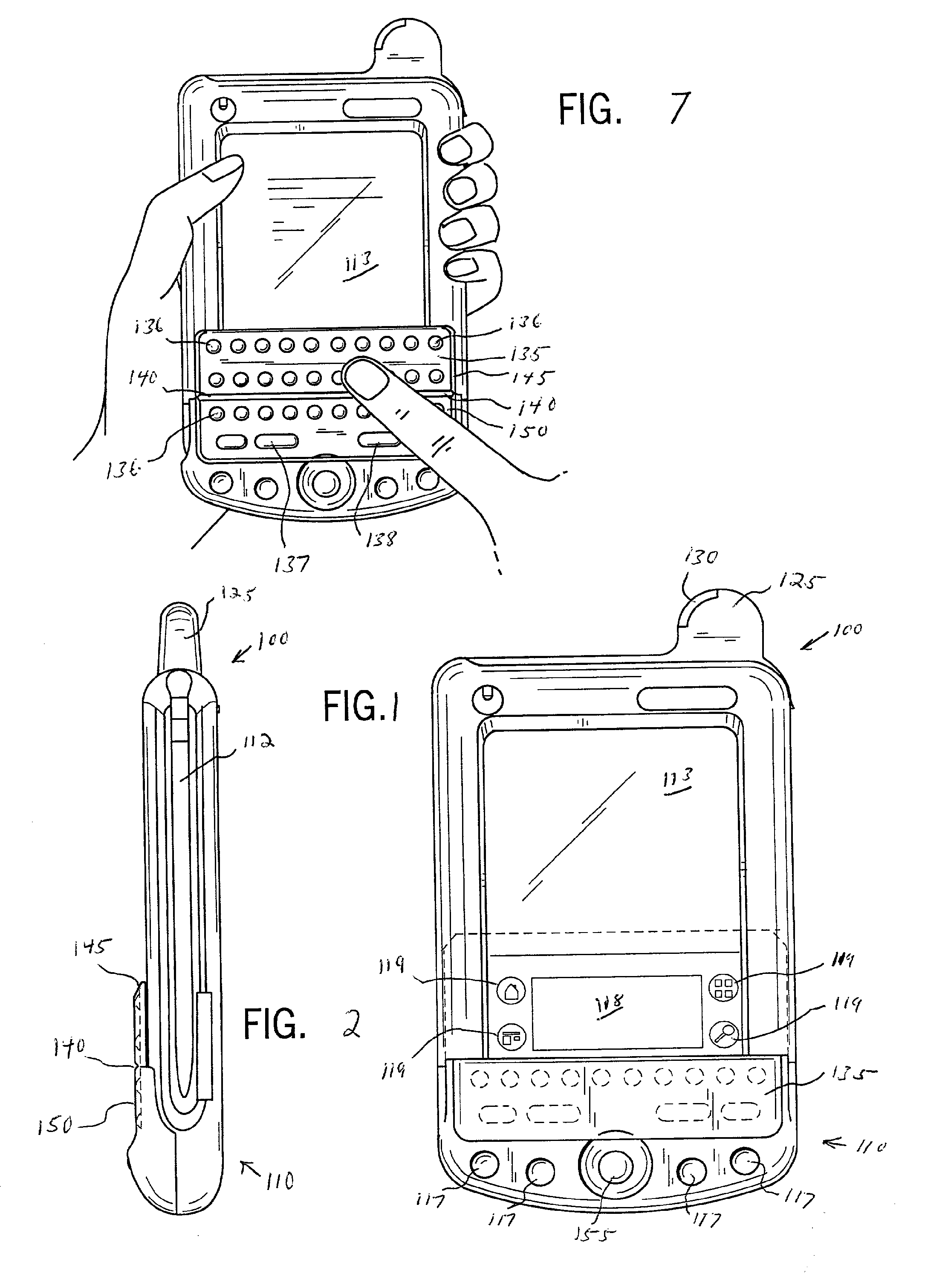 Miniature keyboard for a hand held computer