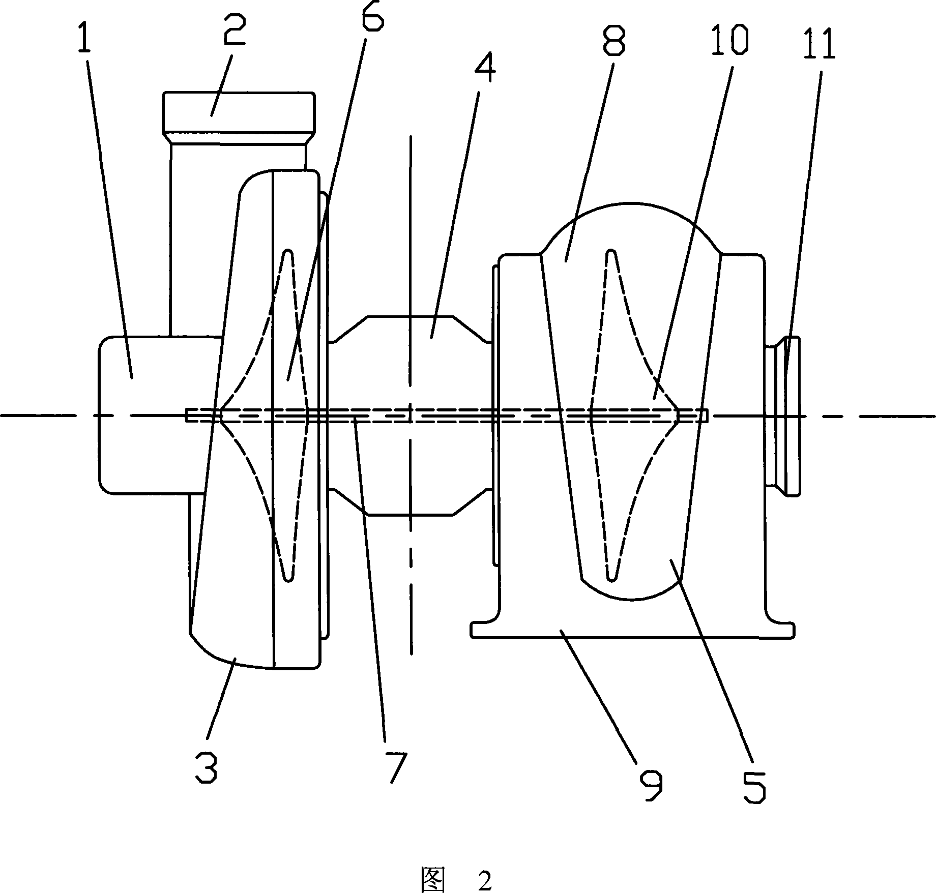 Turbocharging device of refrigeration machine