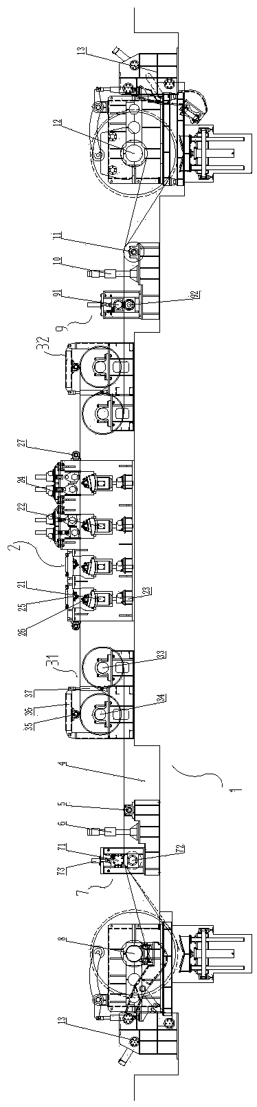 Strip steel stretching and straightening machine