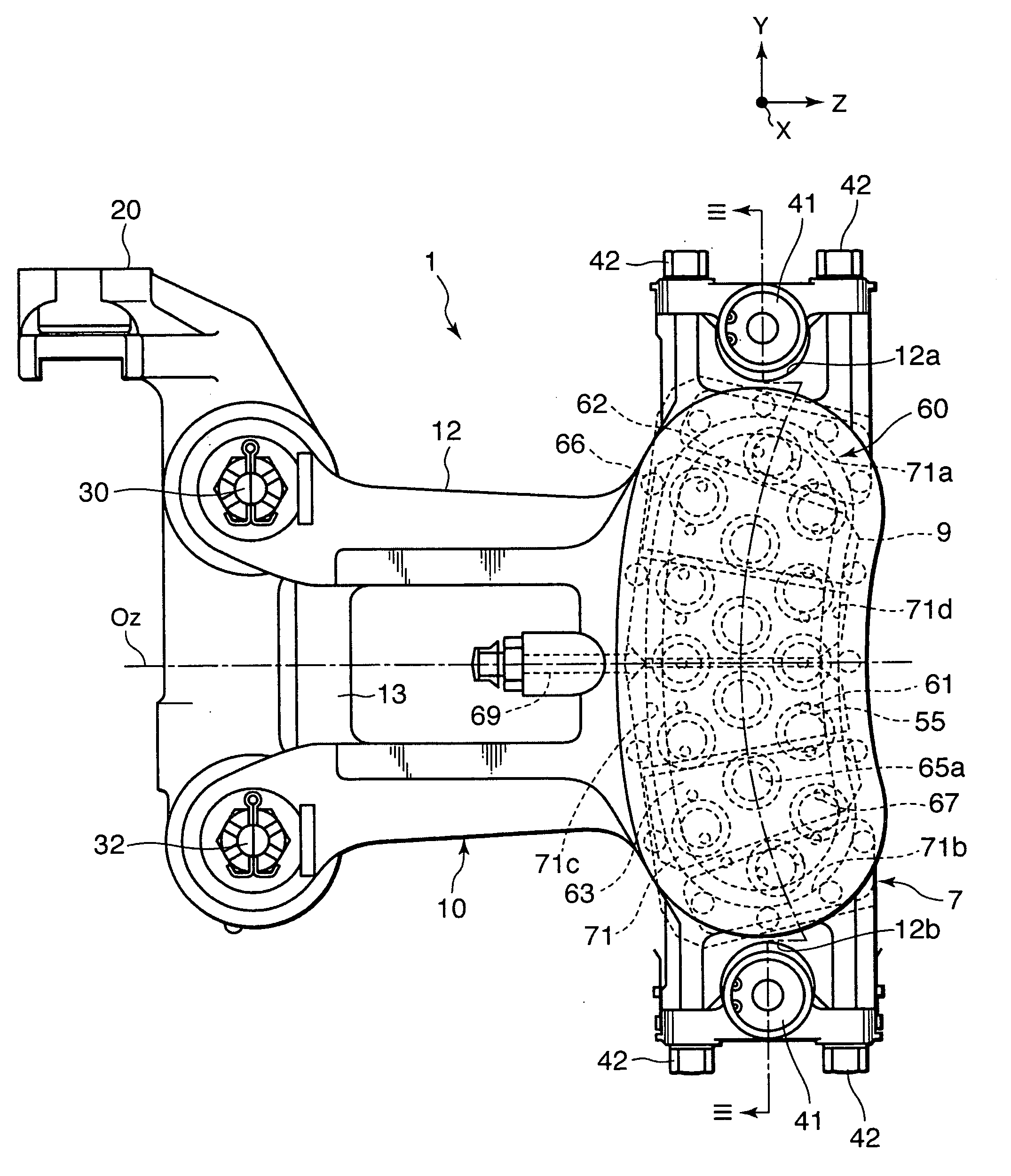 Caliper brake device for vehicle