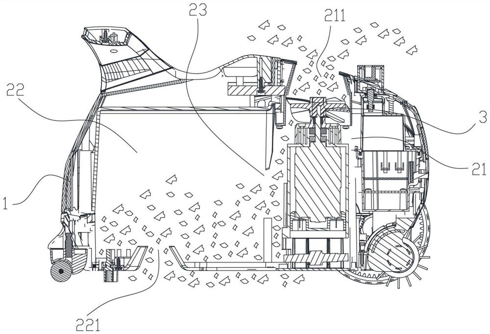 Protection structure for preventing garbage from being sucked into cleaning equipment due to neglected loading of filter element