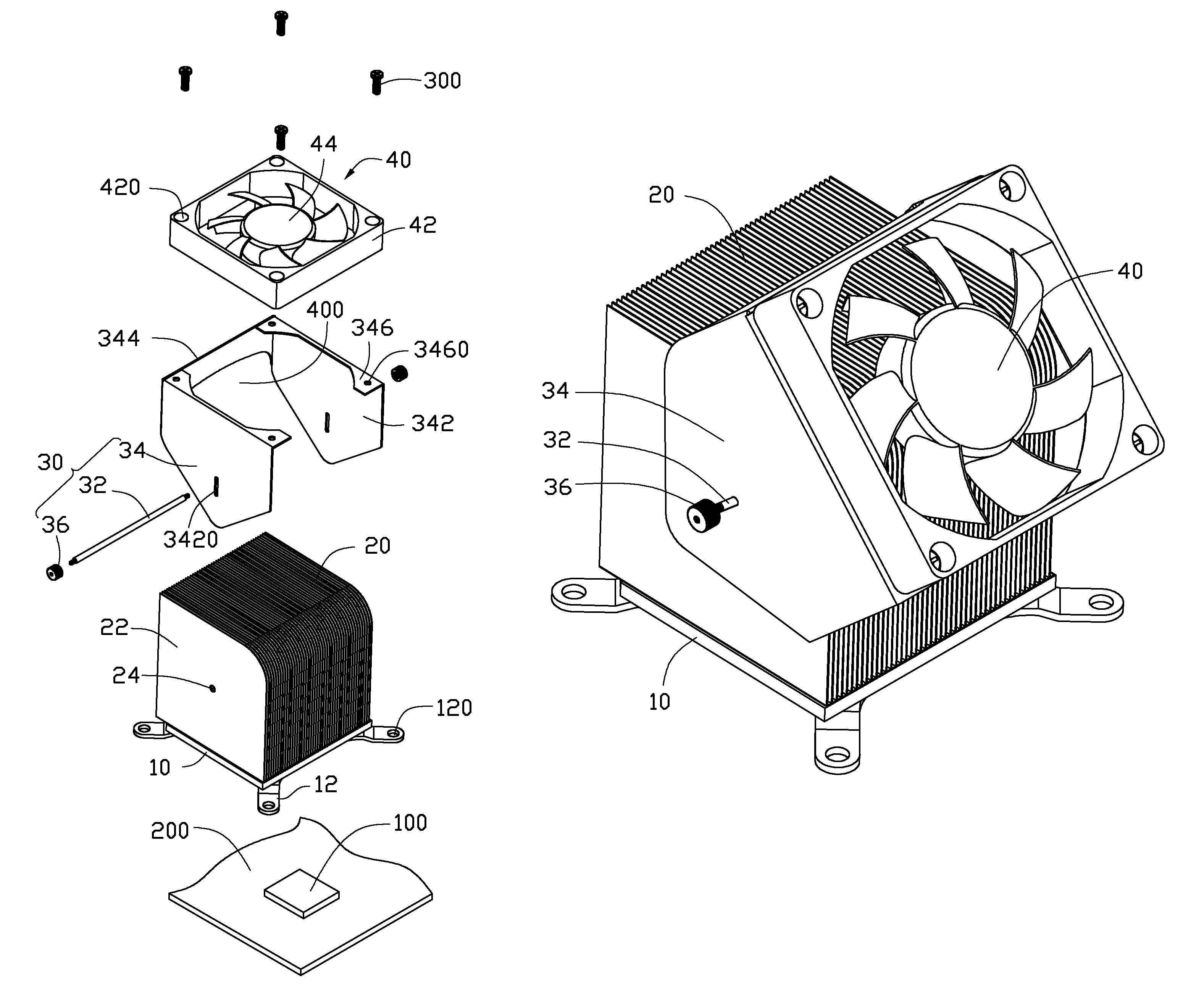 Heat dissipation device with pivotable fan