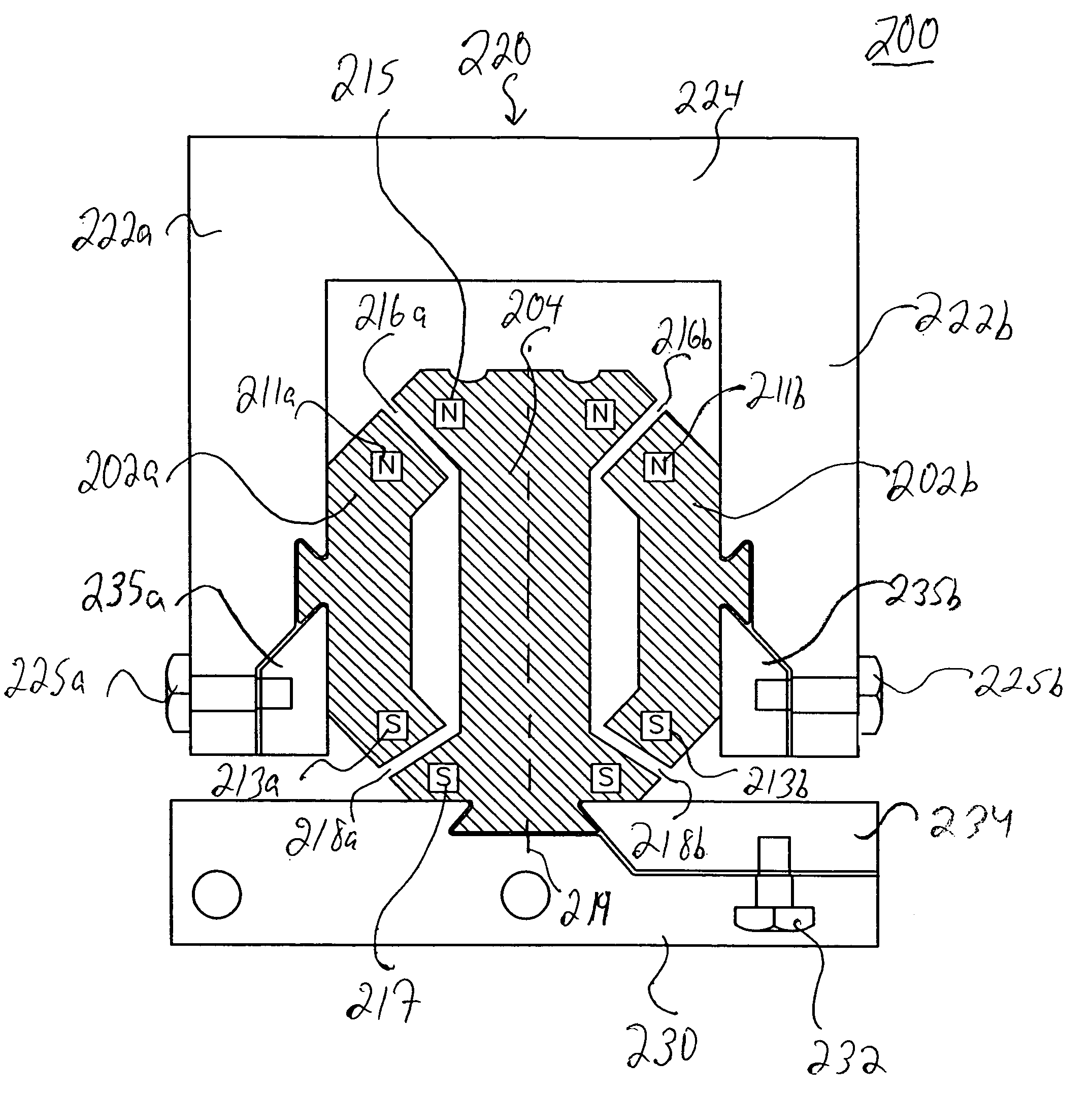 Magnetic bearing assembly using repulsive magnetic forces