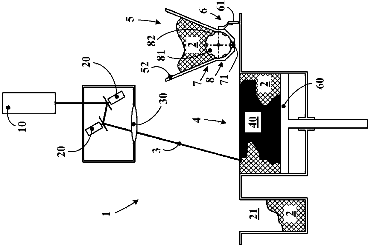 Machine and process for powder-based additive manufacturing