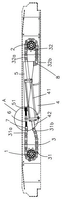 A hydraulic or pneumatic transmission device with a figure-eight structure