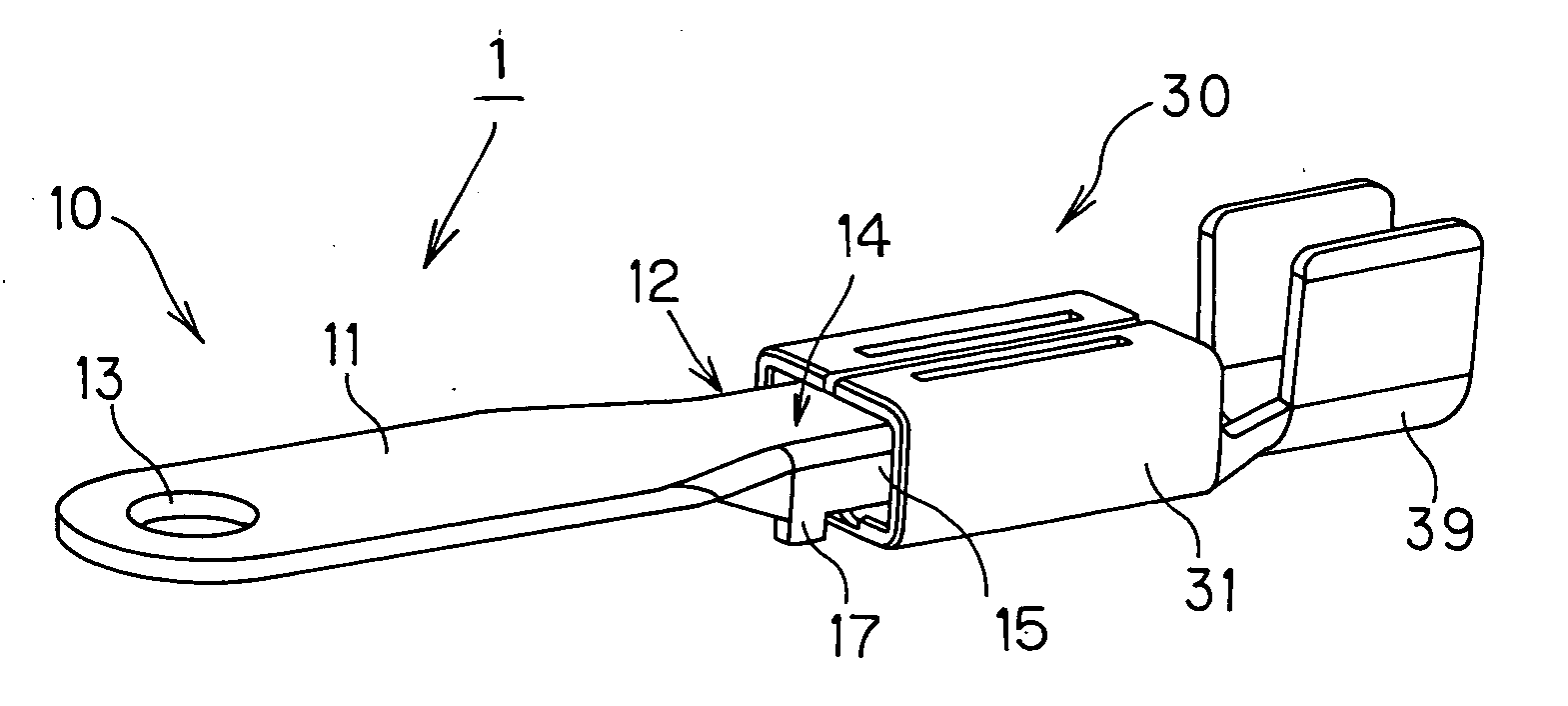 Connector structure having a male terminal and a female terminal