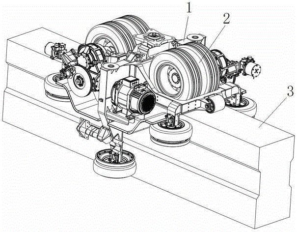 Straddle type monorail vehicle double-shaft power bogie with differential mechanism