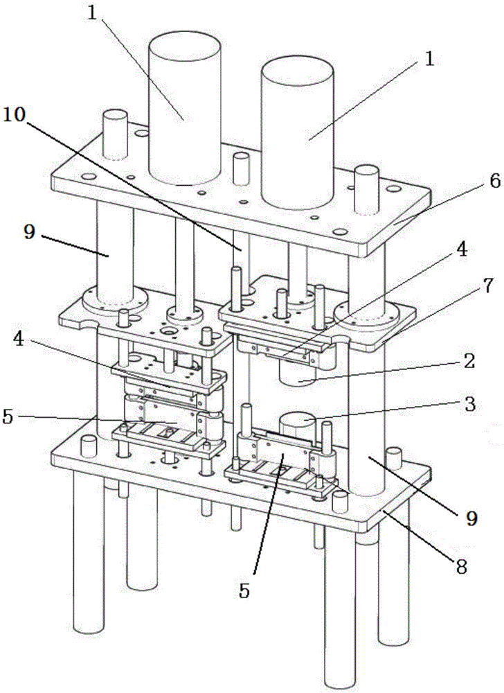 Double-station press with upper dies and lower dies for producing glass products