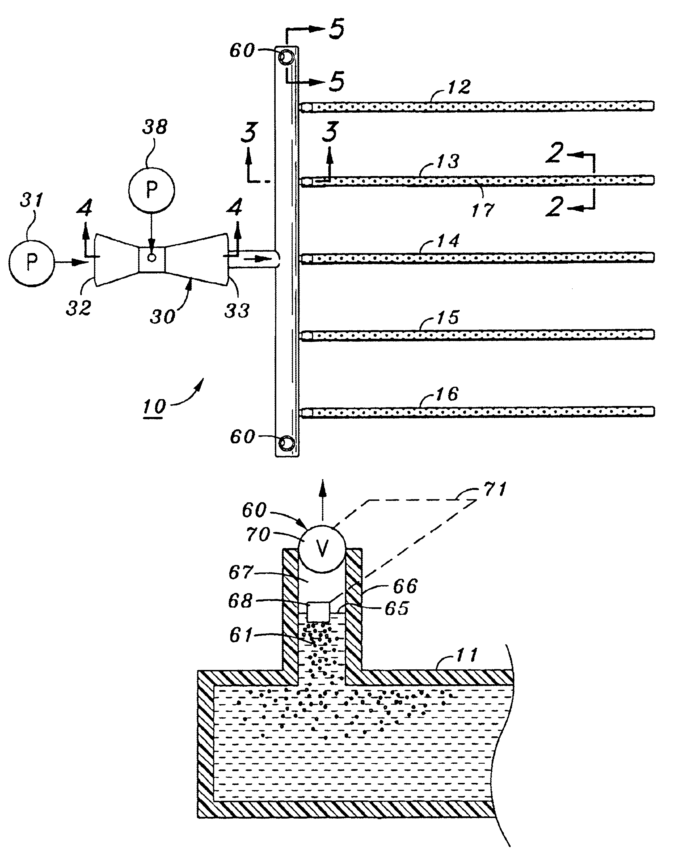 Subsurface water/air irrigation system with prevention of air lock