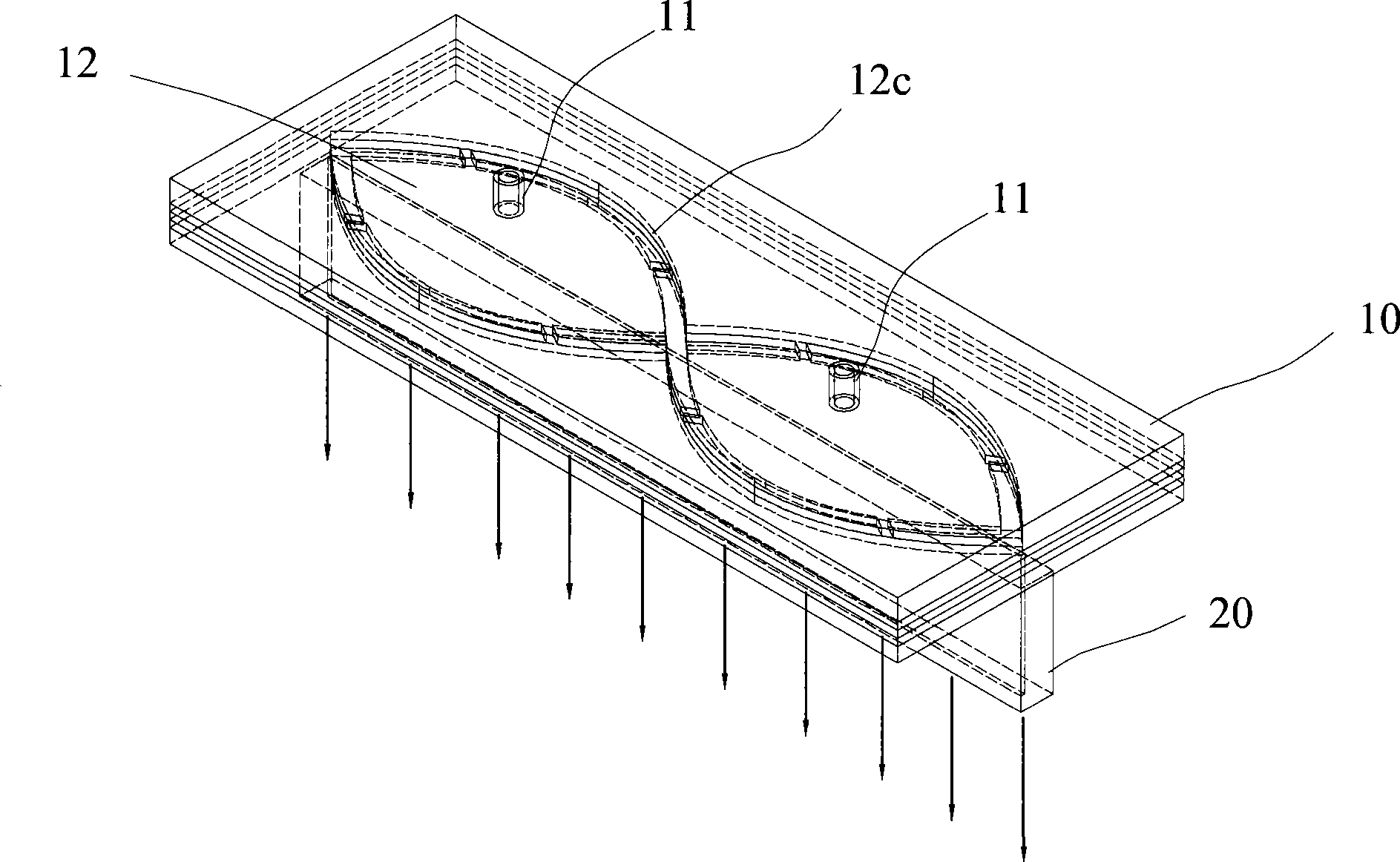 Gas transverse uniform output device