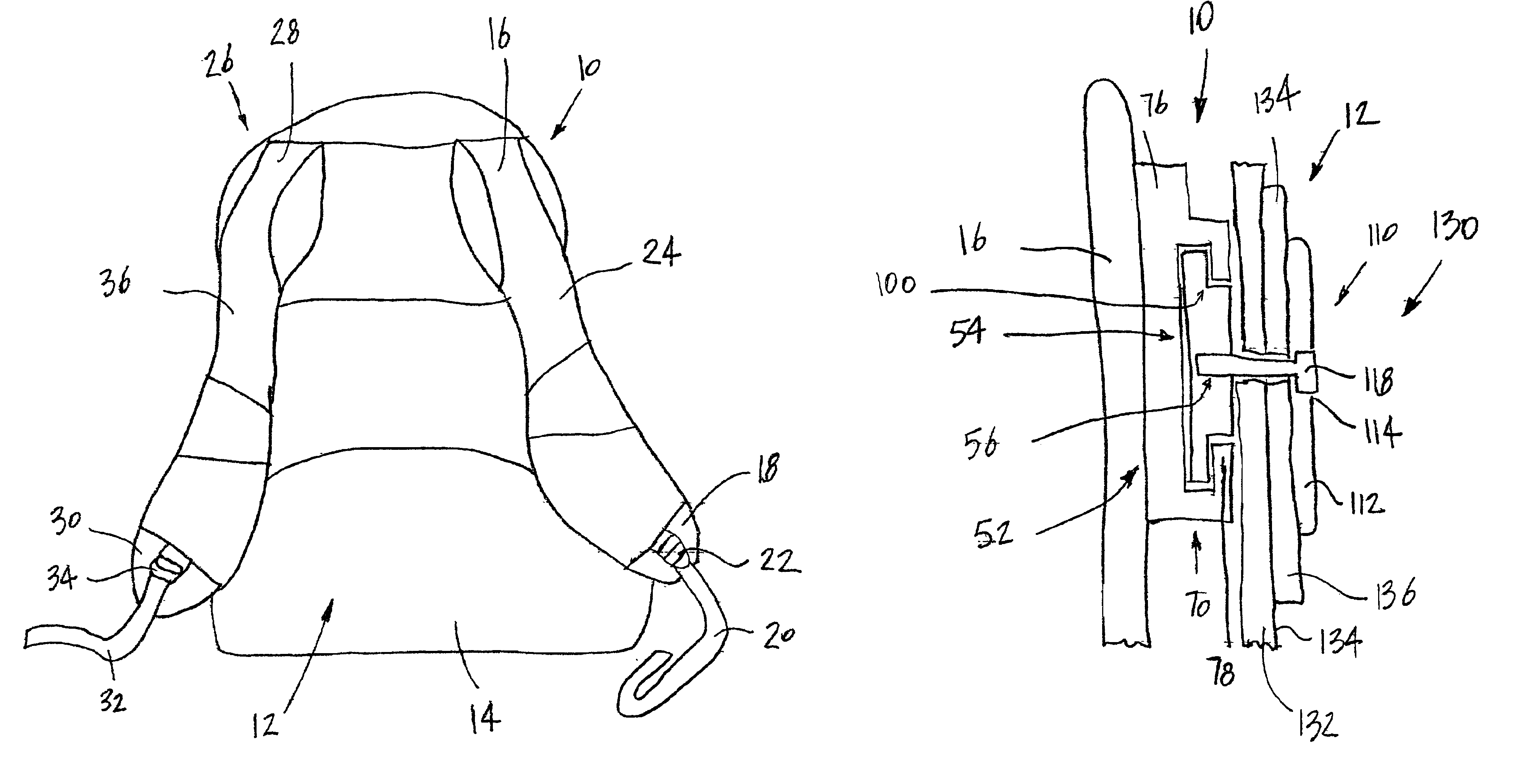 Pivoting shoulder strap for a backpack