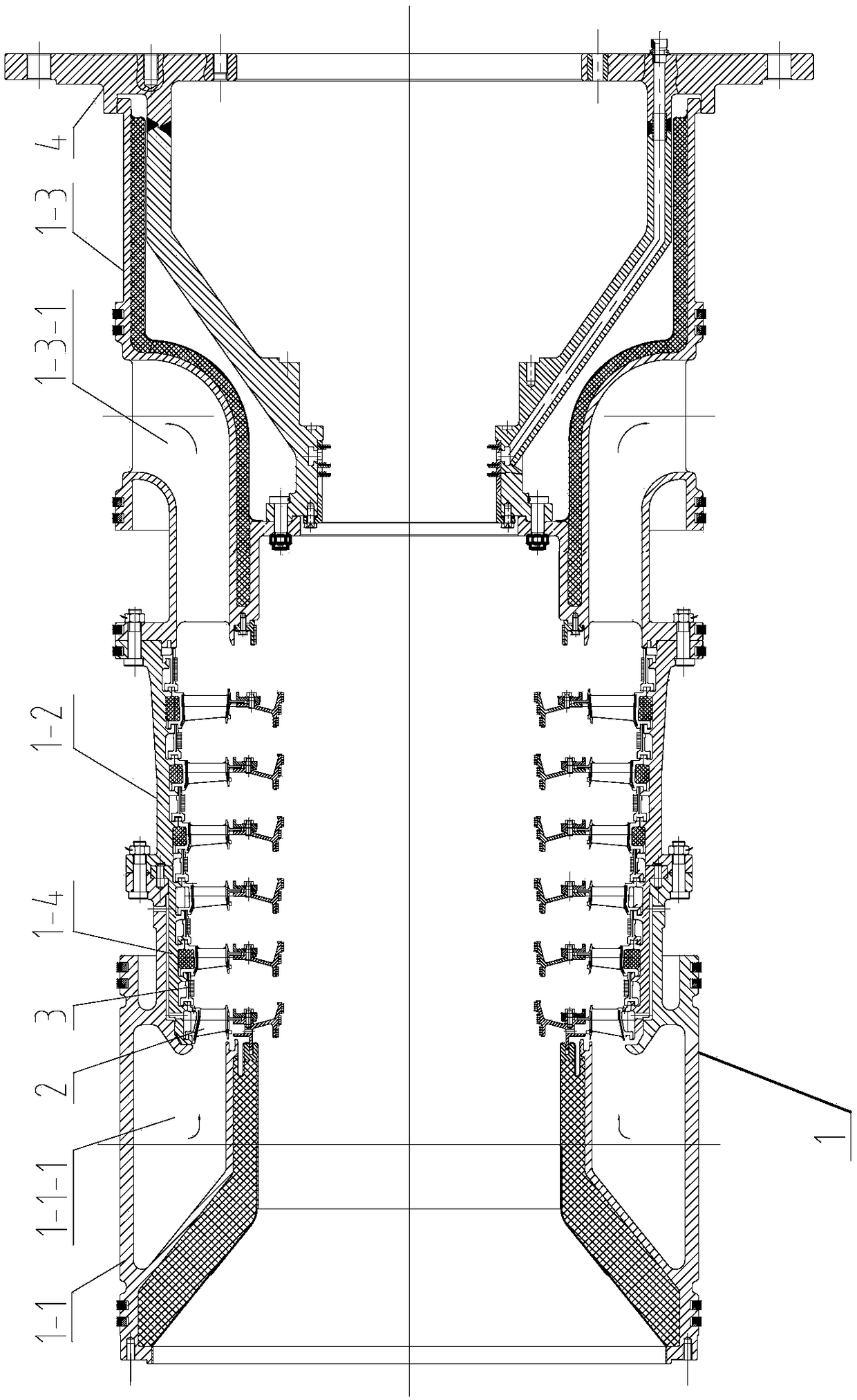 Turbine stator structure for helium turbine