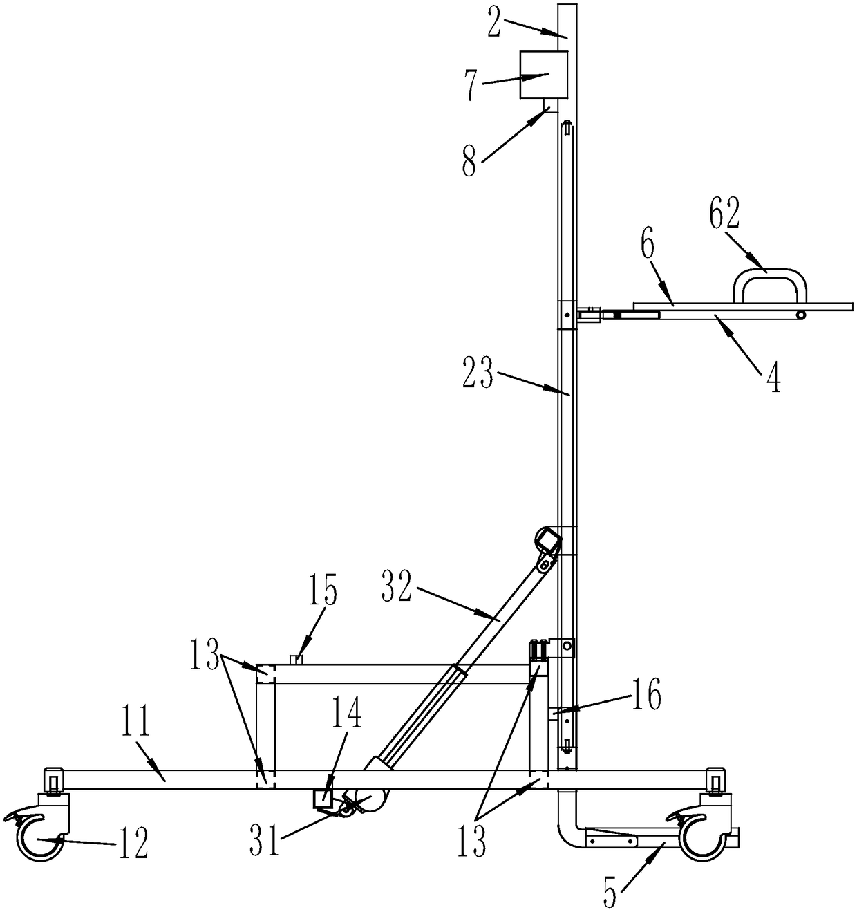 Upstanding rehabilitation bed convenient to move