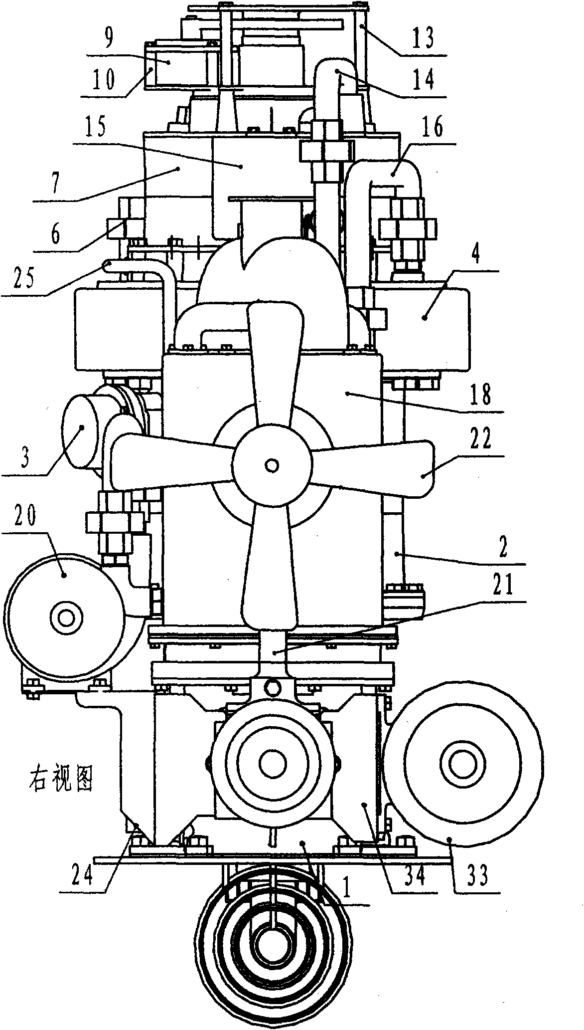 Internal combustion water spray propeller for ship