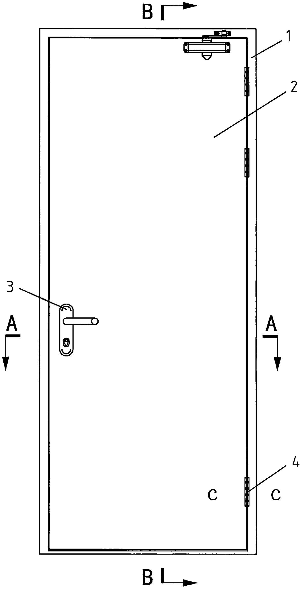 Passive-type low-energy-consumption steel composite fireproof door