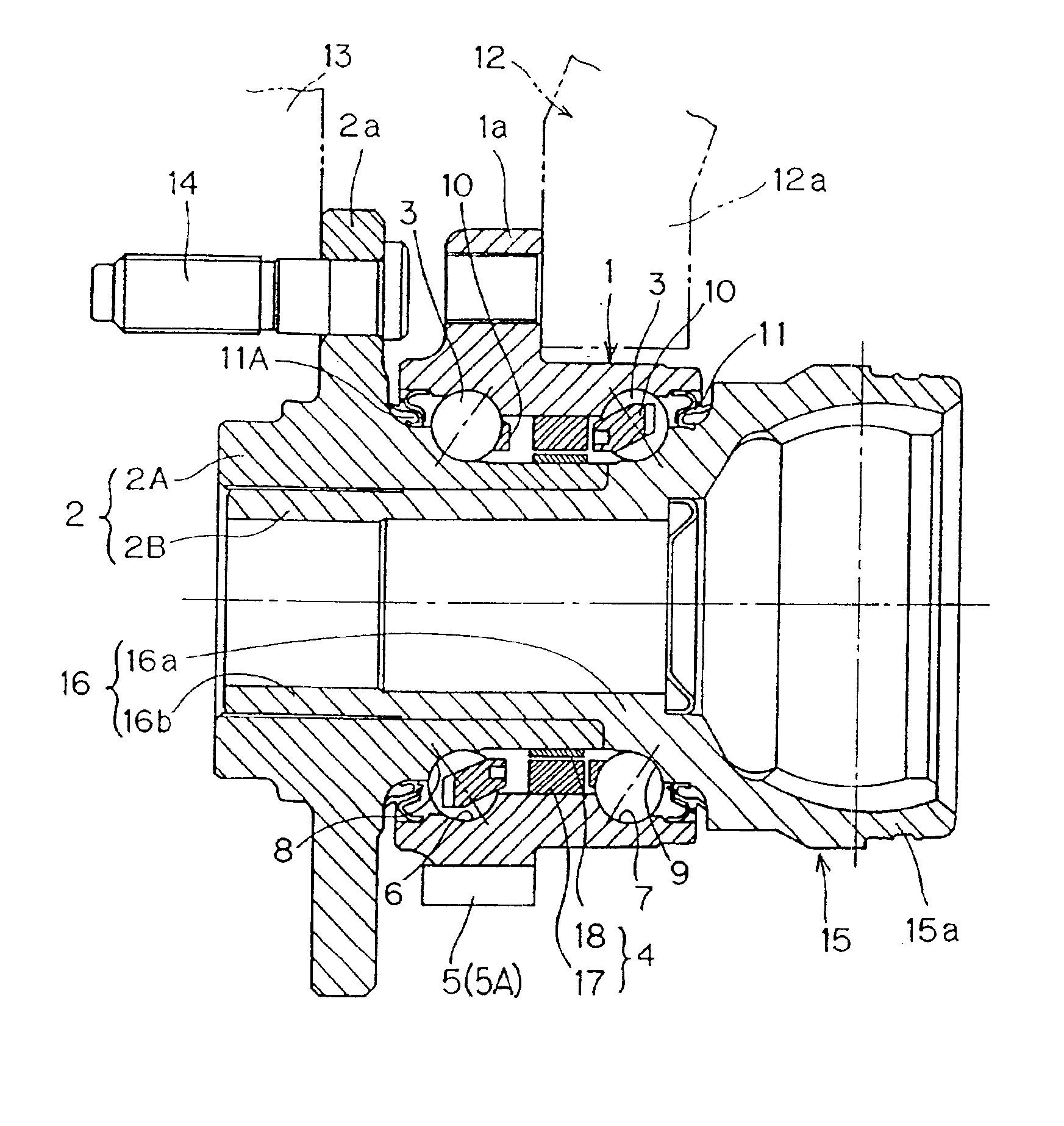 Wheel support bearing assembly