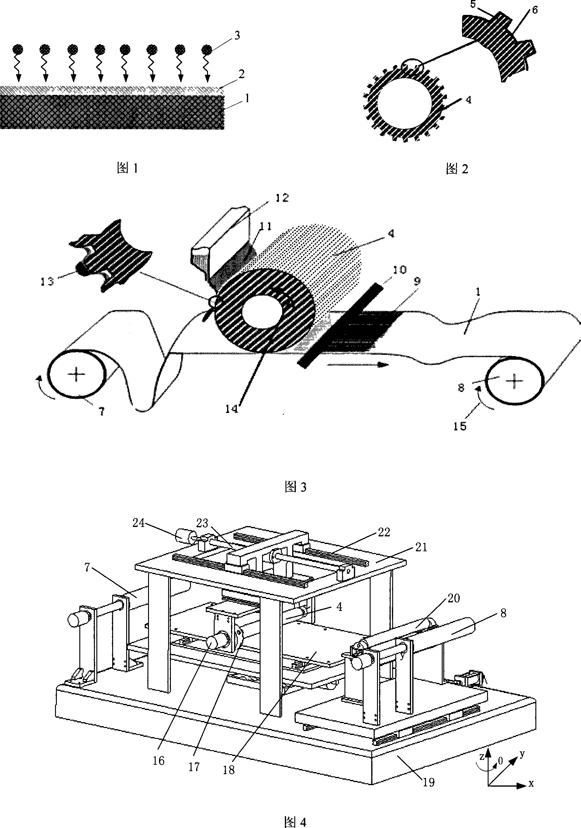 Large area reverse roller impression method for micro-structure of flexible base macroelectron manufacture