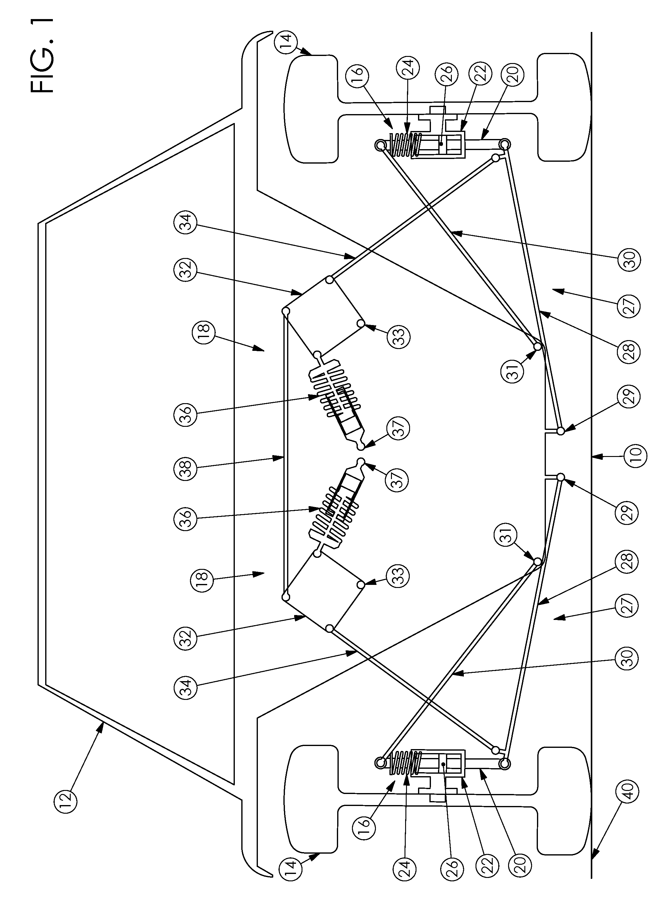 Suspension system providing two degrees of freedom