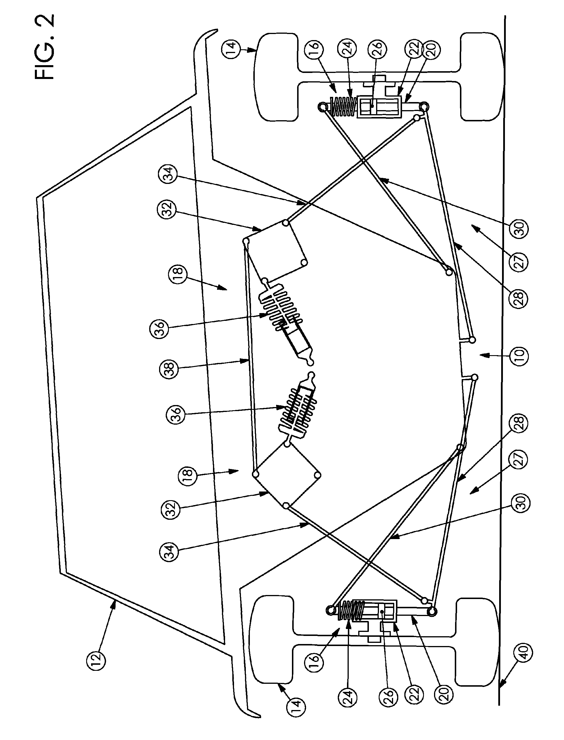 Suspension system providing two degrees of freedom