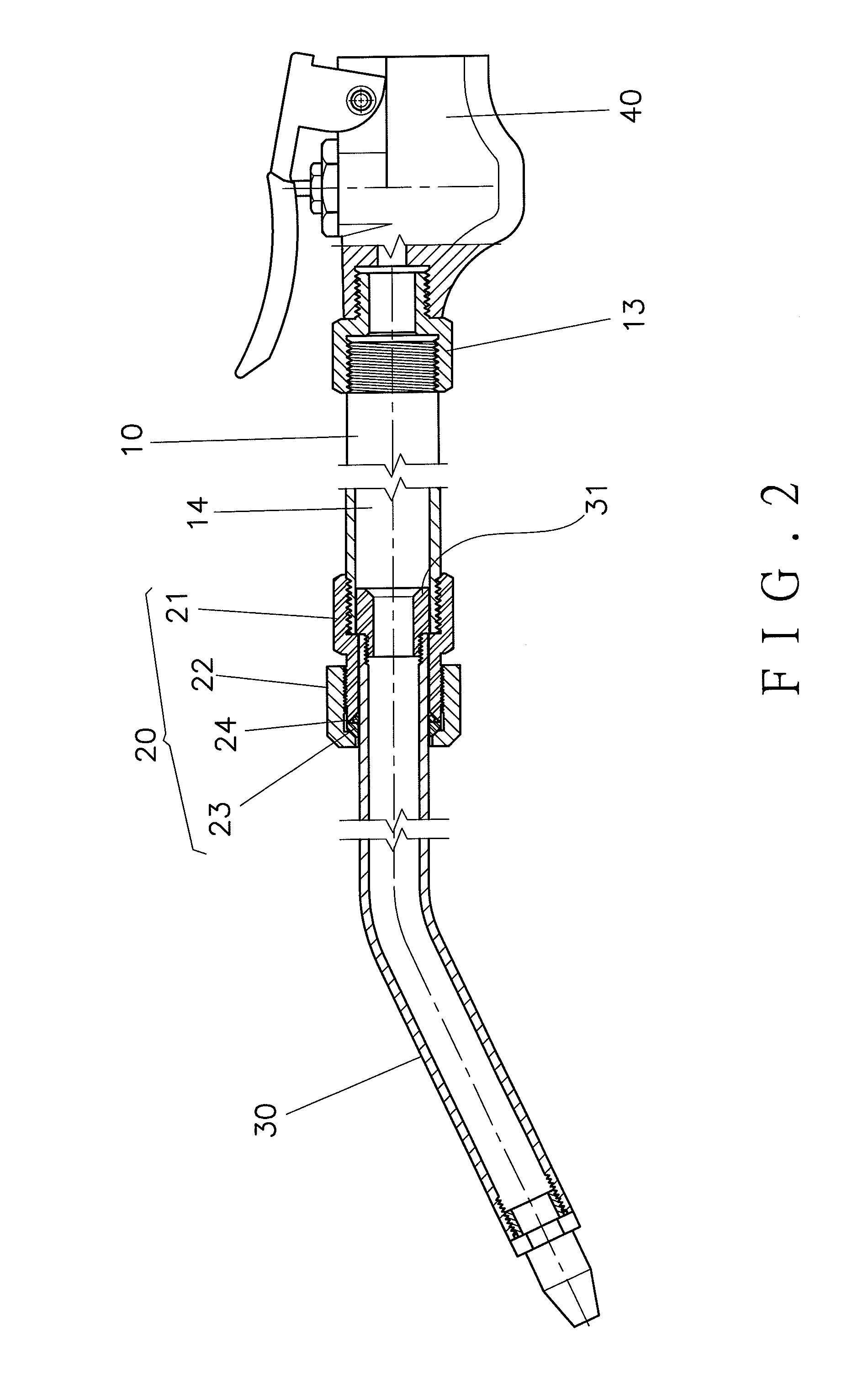 Retractable pipe structure of air blow gun