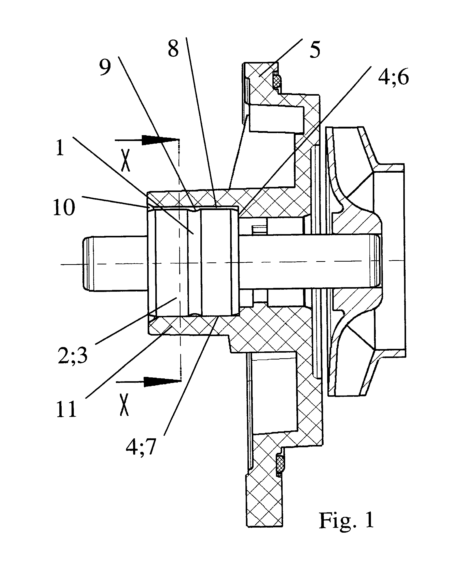 Assembly and method for mounting a pump bearing in/on plastic coolant pump housings