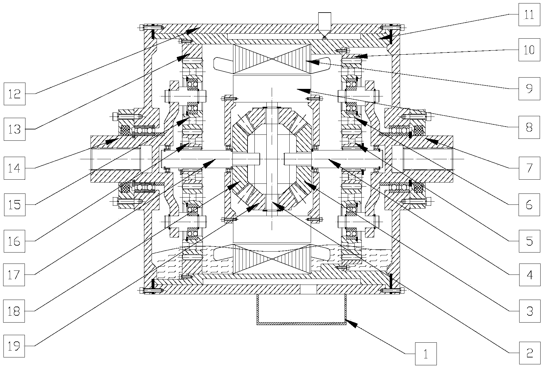 Electric vehicle driving motor internally provided with differential and reducer assembly