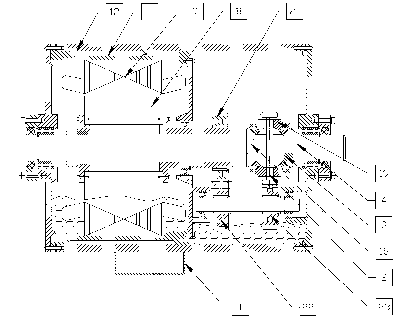 Electric vehicle driving motor internally provided with differential and reducer assembly