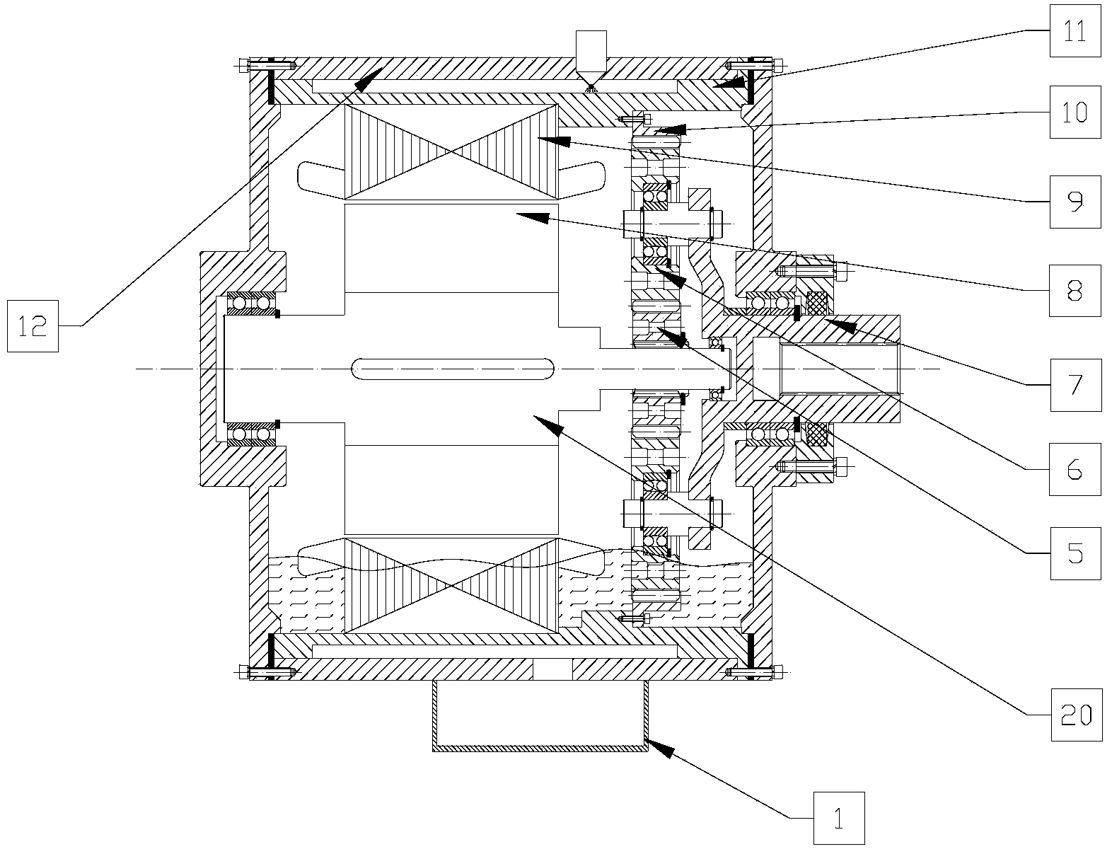 Electric vehicle driving motor internally provided with differential and reducer assembly