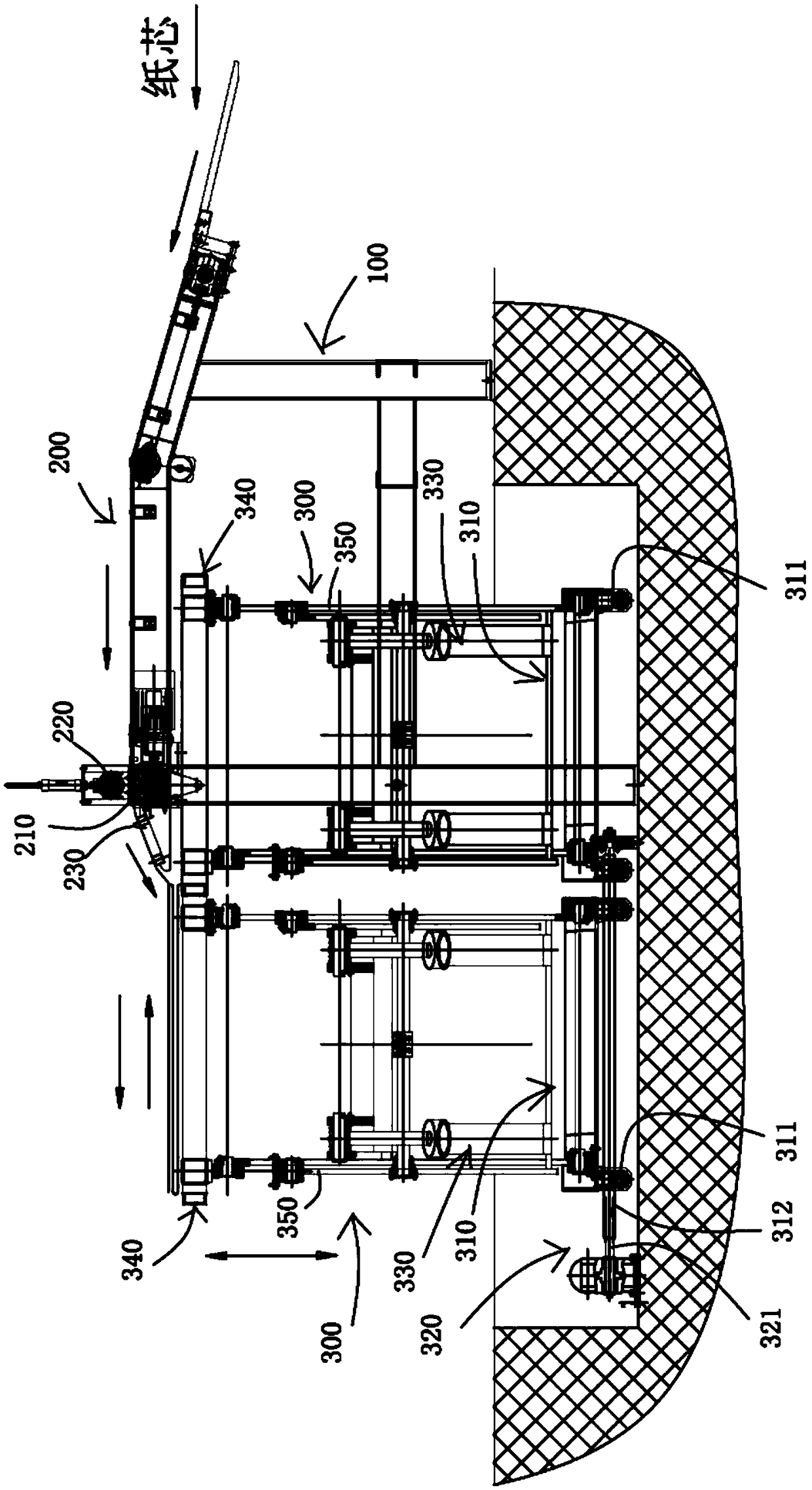 Paper core automatic receiving and stacking device