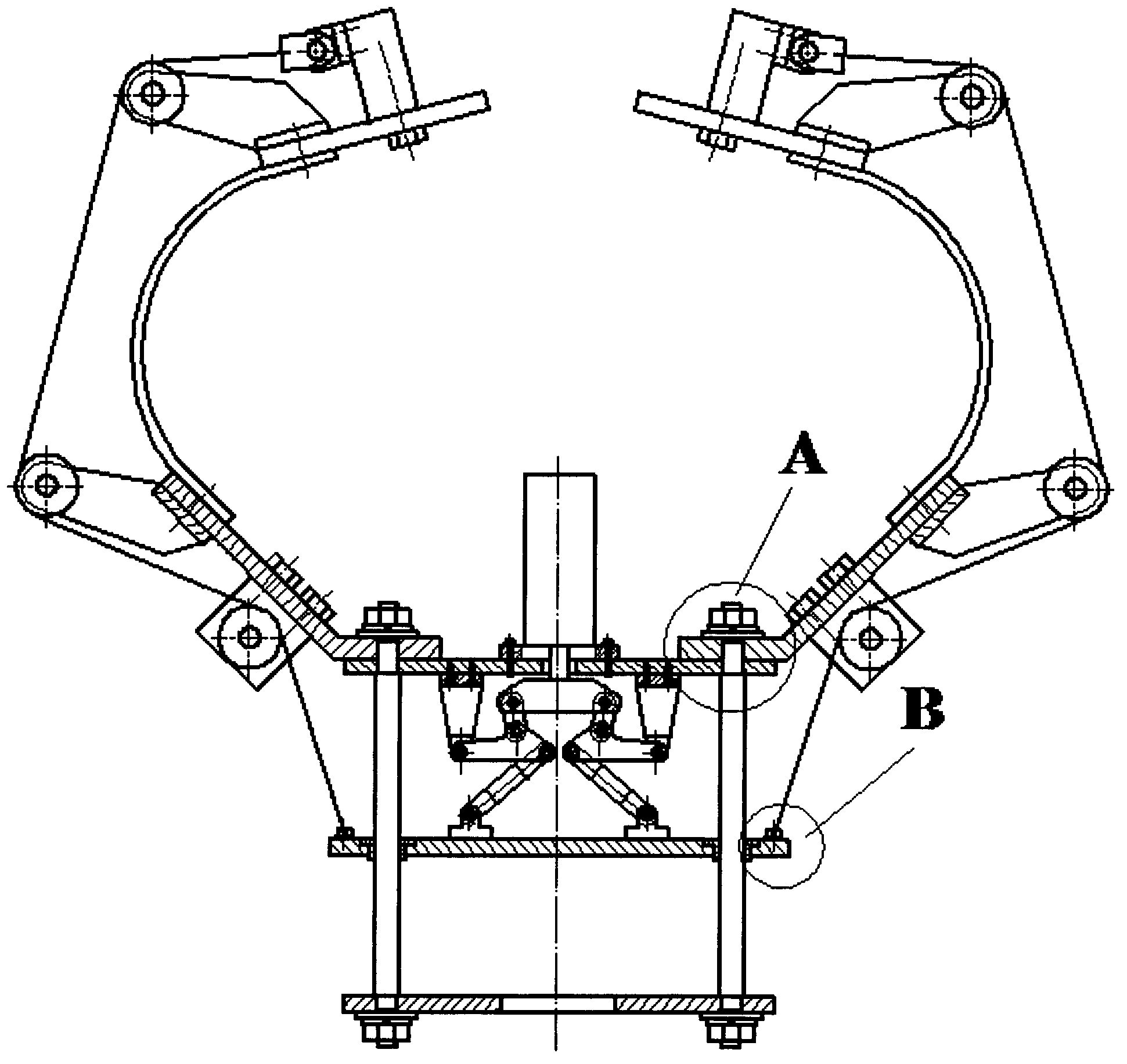 Compliant passive gripper drawn by pneumatic ropes and provided with bent plate spring skeleton