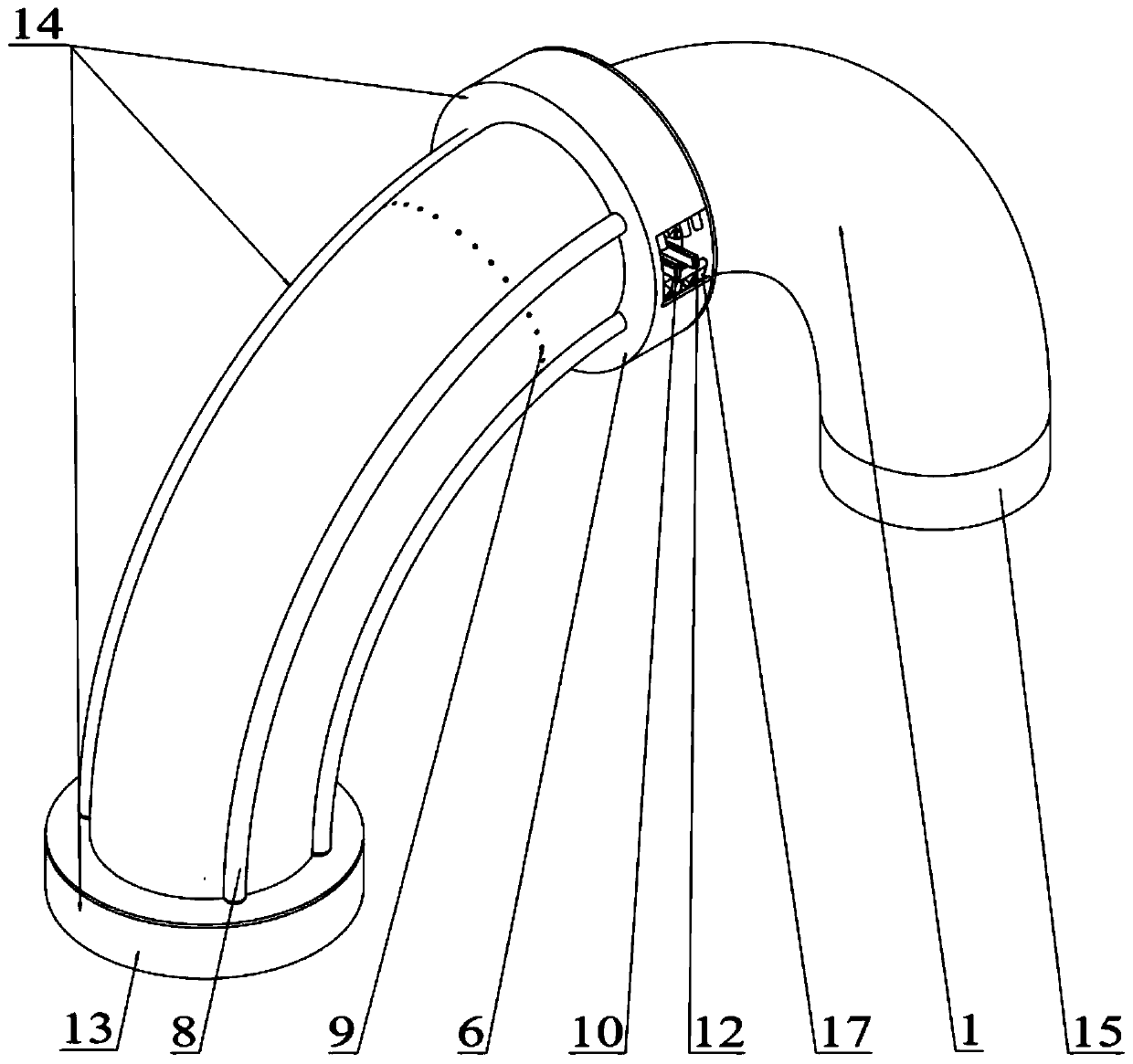 Arch-shaped self-oxygen-supply waste heat utilization type direct methanol fuel cell