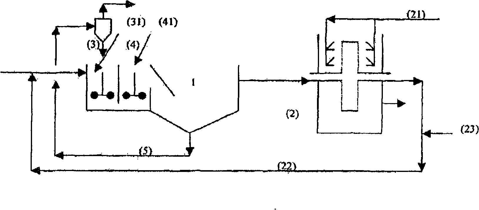 Wastewater treatment method comprising decantation and fine screening stages and device for carrying out said method