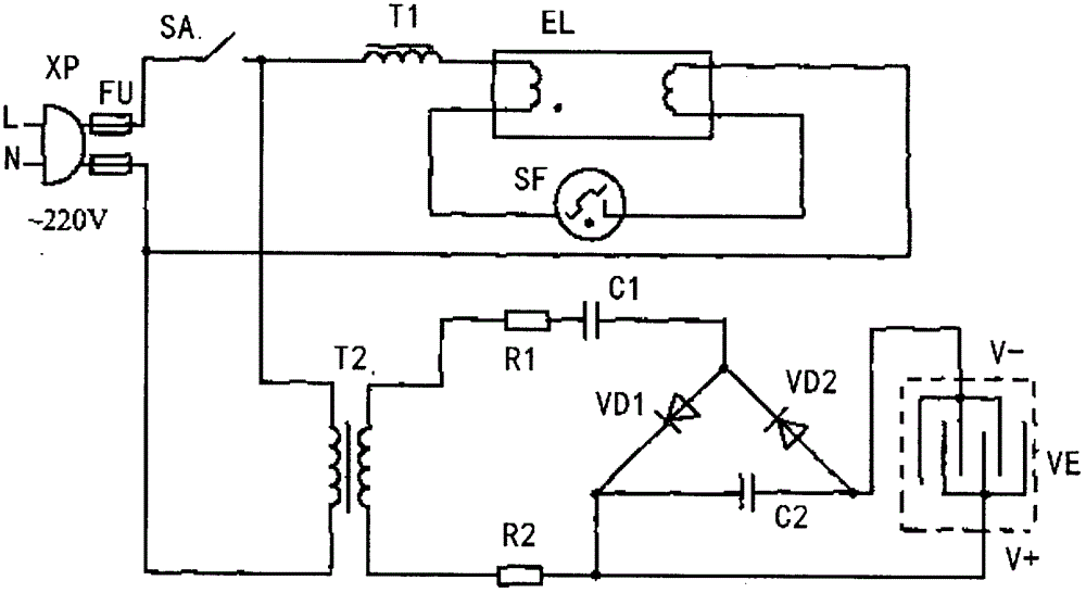 Mosquito-killing lamp circuit