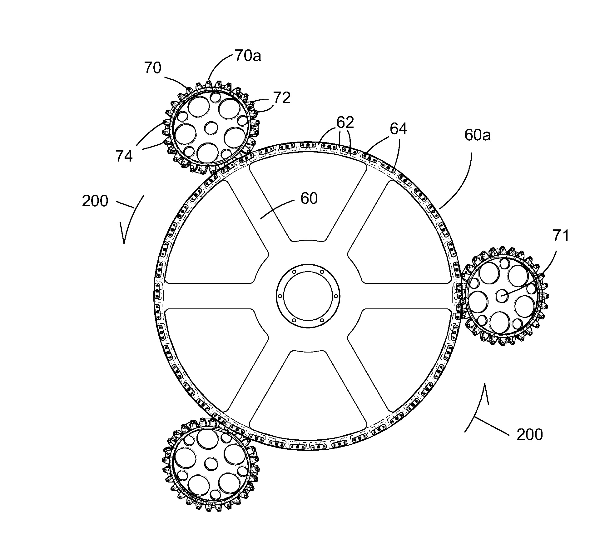 Non-contact magnetic drive assembly with mechanical stop elements