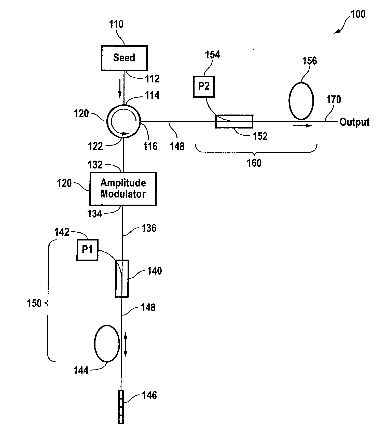 Seed source for high power optical fiber amplifier